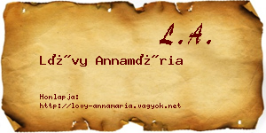 Lővy Annamária névjegykártya